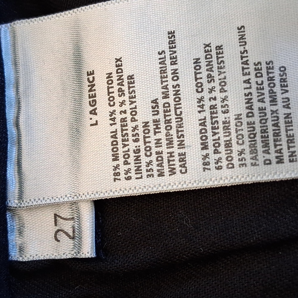 L' Agence Black Slim Raw Hem Goth Retro Pin- Up Cropped Pants Size 27 - Picture 10 of 11